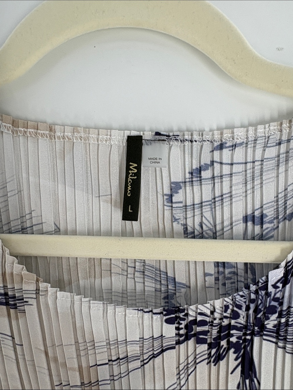 Malou Large Pleated Floral Tunic Top Blue Beige White Abstract Blouse - Picture 3 of 6